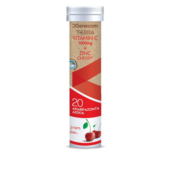 Genecom Terra Vitamin C 1000mg + Zinc Effer Cherry 20 Αναβράζοντα Δισκία