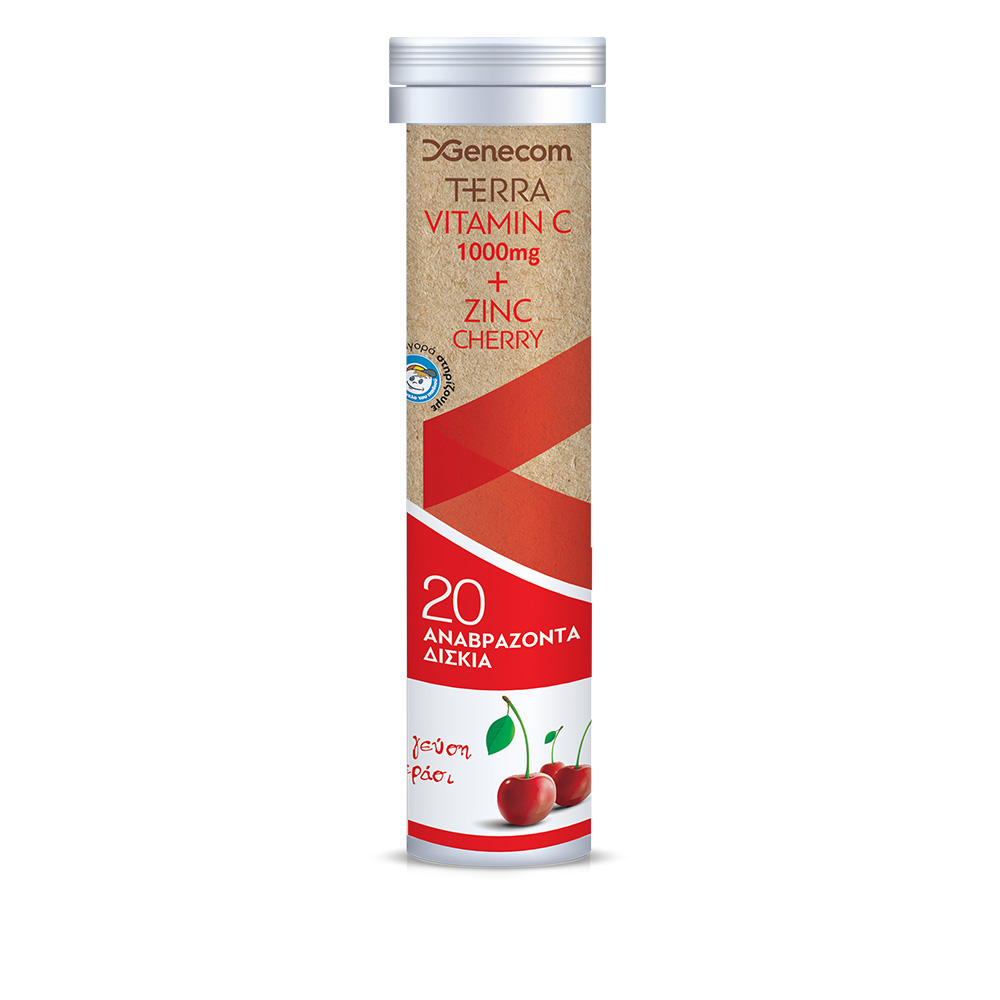Genecom Terra Vitamin C 1000mg + Zinc Effer Cherry 20 Αναβράζοντα Δισκία
