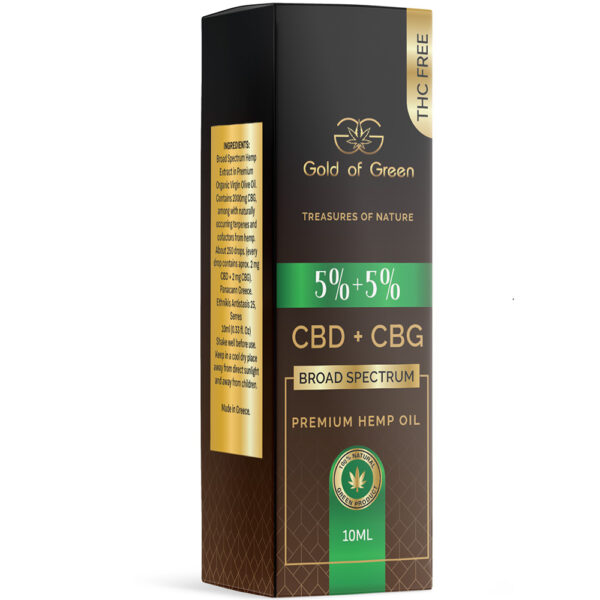 Gold of Green Έλαιο Κάνναβης CBD + CBG oil 5%+5% 10ml